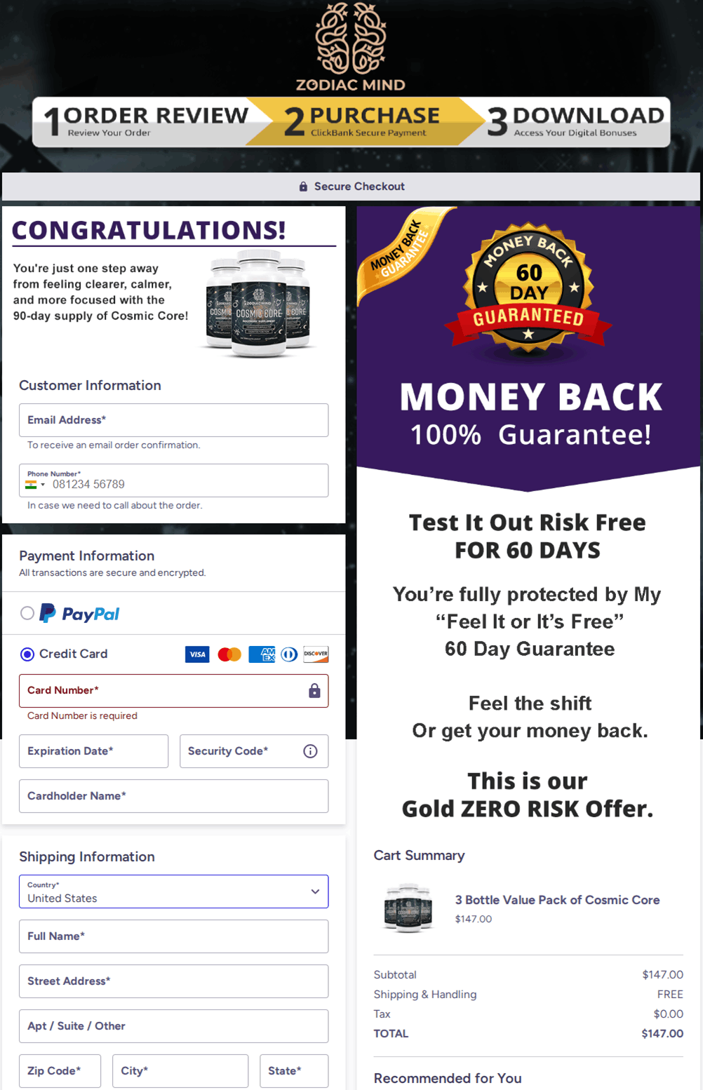 Cosmic Core Checkout